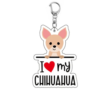 Dog 'I <3 My Chihuahua' Keyring Plastic Keychain