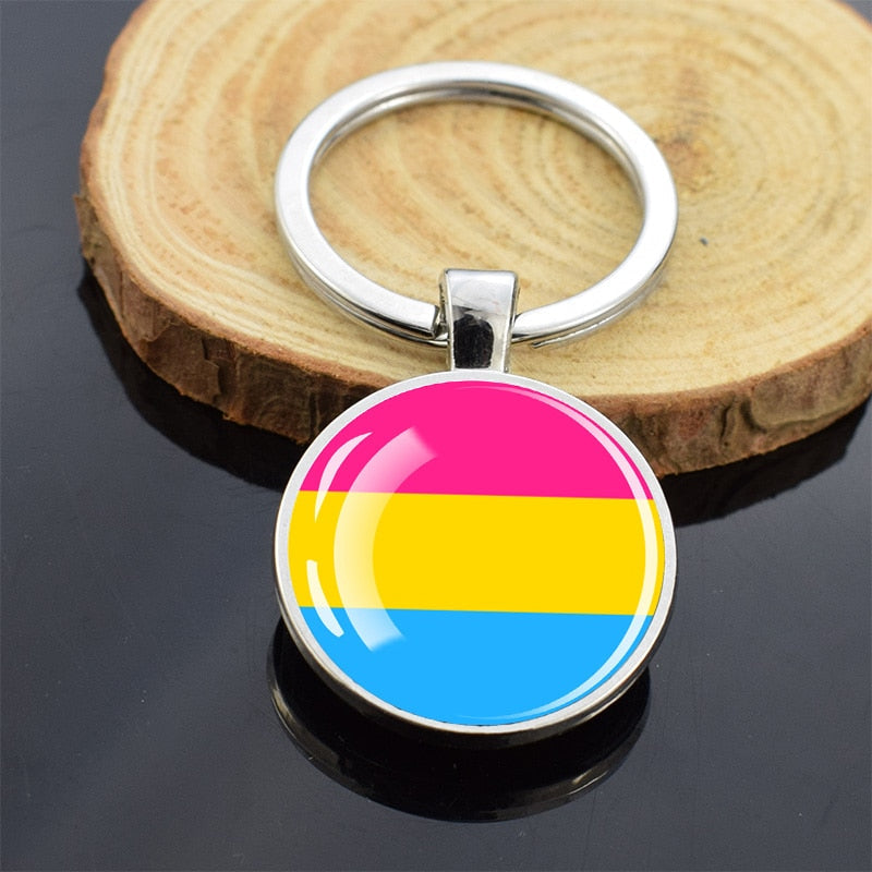 LGBT Flag 'Pansexual' Keyring Glass Keychain
