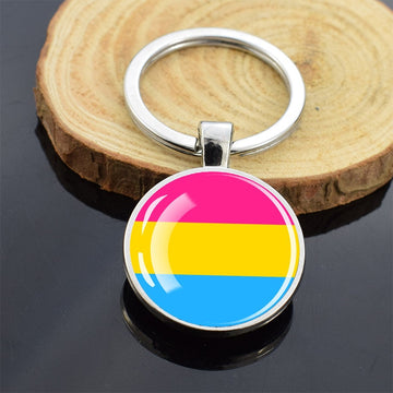 LGBT Flag 'Pansexual' Keyring Glass Keychain