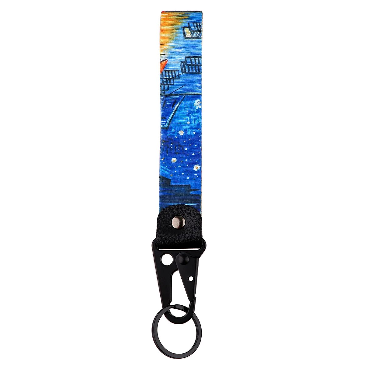 Van Gogh 'Cafe Terrace at Night' Wrist Lanyard Keychain with Keyring Clip
