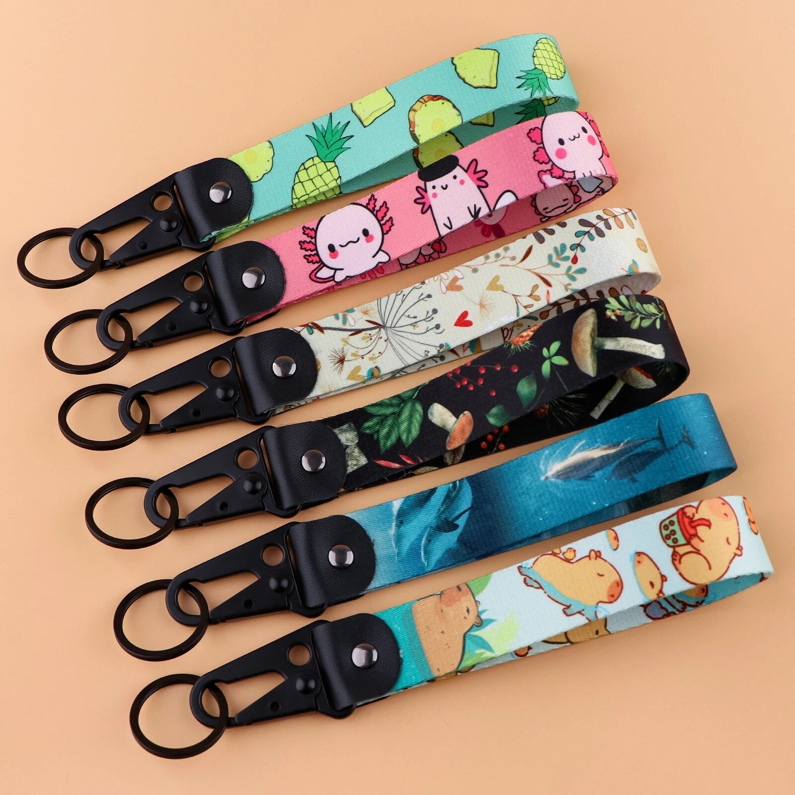 Elodie Nordic Woodland Wrist Lanyard Keychain with Keyring Clip