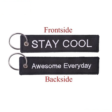 Stay Cool 'Awesome Everyday' Embroidered Keyring Keychain